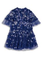 NEEDLE & THREAD KIDS robe à sequins - Bleu