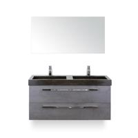 Seville Badmeubelset 120 cm - 2 laden Beton Antraciet - Wastafel Lucca Dubbel - met Spiegel