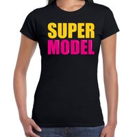 Super model fun tekst t-shirt zwart dames