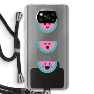 Smiley watermeloen: Xiaomi Poco X3 NFC Transparant Hoesje met koord