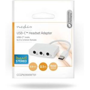 USB-C© Adapter | USB 2.0 | USB-C© Male | 3,5 mm Female | 0.10 m | Rond | Vernikkeld | ABS / PVC