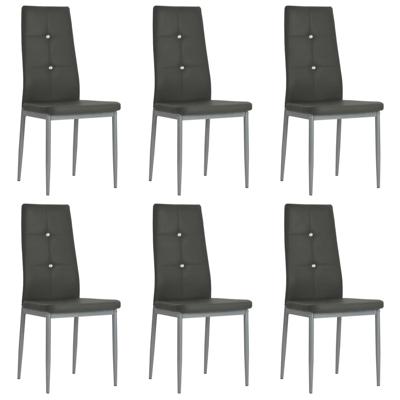 Eetkamerstoelen 6 st kunstleer grijs