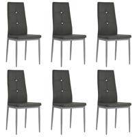 Eetkamerstoelen 6 st kunstleer grijs