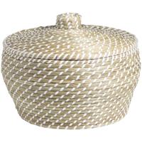 2e Halve Prijs Leen Bakker - Mand Noa Naturel - 25xØ35xØ30 Cm - Zeegras - Crème