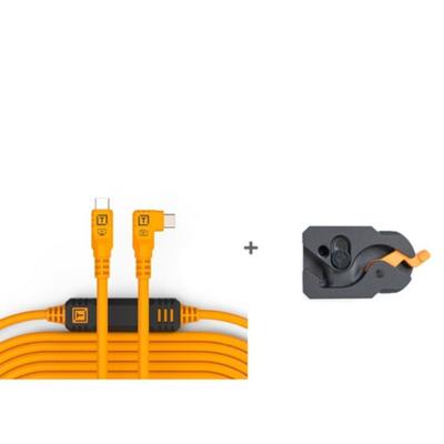 Tether Tools TetherGuard LeverLock & kabelset, USB-C recht naar USB-C haaks, 9,4 m, high-visibility oranje