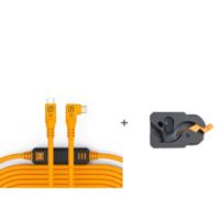 Tether Tools TetherGuard LeverLock & kabelset, USB-C recht naar USB-C haaks, 9,4 m, high-visibility oranje