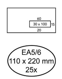 Envelop Quantore 110x220mm venster 3x10cm rechts zelfkl 25st