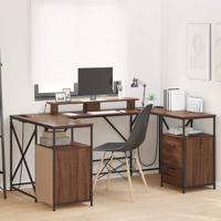 Bureau bruin eikenkleur 182 x 101 x 87.5 cm Bewerkt hout