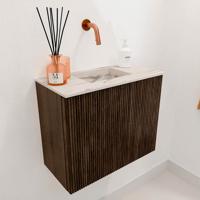 Toiletmeubel Mondiaz Joya Dlux | 50 cm | Meubelkleur Walnut | Faye wastafel Nata Wasbak Midden | Zonder kraangat(en)