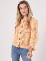 Open gebreid vest met ruitpatroon Open gebreid vest met ruitpatroon