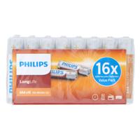 Philips AAA LongLife Batterijen - RO3 Micro 1.5 V LongLife - Alkaline Batterijen Voordeelverpakking 16 Stuks