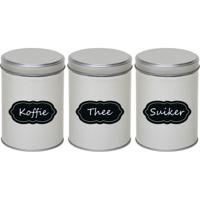 Bewaarblikken set - 3x stuks - zilver - metaal - met beschrijfbare etiketten van 13 cm