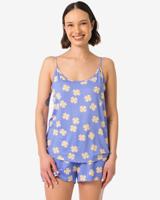 HEMA Damespyjama Micro Klavertjes Blauw (blauw)