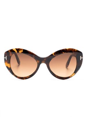 TOM FORD Eyewear lunettes de soleil à effet écaille de tortue - Marron