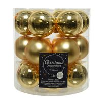 18x stuks kleine glazen kerstballen goud 4 cm mat/glans - Kerstbal - thumbnail