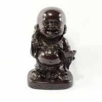 Happy Boeddha Beeld Polyresin Rood - 16 cm