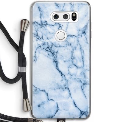 Blauw marmer: LG V30 Transparant Hoesje met koord