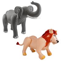 Folat Opblaasdieren - olifant en leeuw - safari thema - kunststof