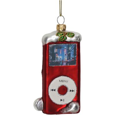 Ornament Draagbare Muziekspeler Glas Rood 12.3cm - Hd collection