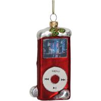 Ornament Draagbare Muziekspeler Glas Rood 12.3cm - Hd collection