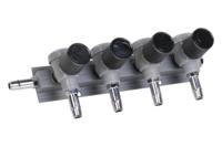 luchtverdeler 9mm 4 uitgangen met kraan