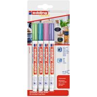 Krijtstift edding 4085 by Securit rond 1-2mm mtl assorti blister à 4st
