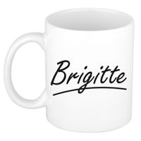 Naam cadeau mok / beker Brigitte met sierlijke letters 300 ml - thumbnail