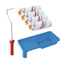Sorex Verfrollers schilderen set - beugel en verfbak - 4x anti spat vacht verfrollers - 10 cm