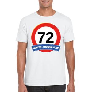 Verkeersbord 72 jaar t-shirt wit heren