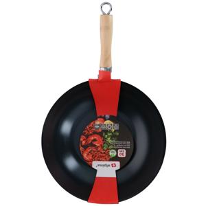 Alpina Wok/hapjes/bak pan met anti aanbak laag - metaal - zwart - D30 x H8 cm