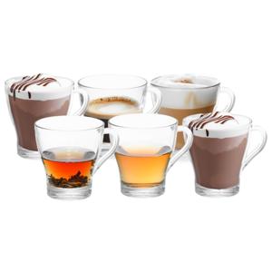 Vivalto Design Koffie/thee glazen met oor - set 12x stuks - transparant glas - 280 ml