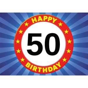 50 jaar leeftijd sticker 7,5 x 10,5 cm verjaardag versiering