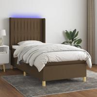 Boxspring met matras en LED stof donkerbruin 80x200 cm