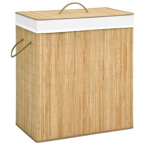 VidaXL Wasmand met 2 vakken 100 l bamboe