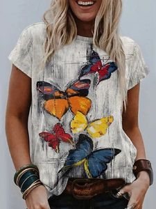 Casual Crew Neck Butterfly Loosen Short Sleeve T-Shirt