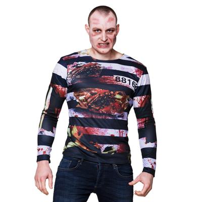Halloween verkleedkleding heren - zombie gevangene t-shirt print - polyester