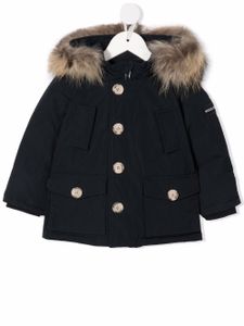 Woolrich Kids manteau à capuche bordée de fourrure - Blu