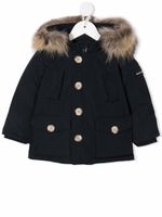 Woolrich Kids manteau à capuche bordée de fourrure - Blu