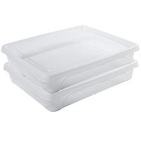 2x Voorraad/vershoudbakjes laag 1,5 liter transparant 24 x 20 x 5 cm