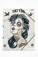 Set van 3 - Documentenmap A4 (Elastomap) - Tattoo Design - 24×31 cm - Opbergmap met 3 kleppen & hoekelastiek