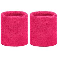 Set van 2x stuks zweetbandjes fuchsia roze voor om de pols - thumbnail