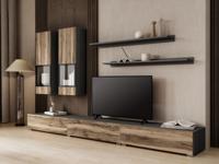 Tv-meubel set BABEL 5 deuren walnoot/grijs eik met verlichting zonder salontafel