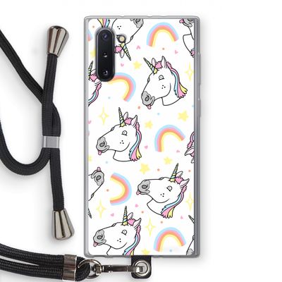 Rainbow Unicorn: Samsung Galaxy Note 10 Transparant Hoesje met koord