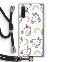 Rainbow Unicorn: Samsung Galaxy Note 10 Transparant Hoesje met koord