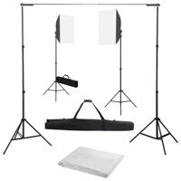 VidaXL Fotostudioset met softboxlampen en achtergrond - thumbnail