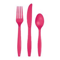 Creative Converting Kunststof bestek setje - 96x delig - roze - herbruikbaar