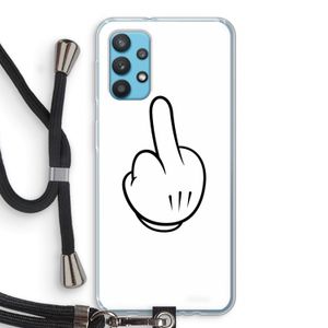 Middle finger white: Samsung Galaxy A32 4G Transparant Hoesje met koord