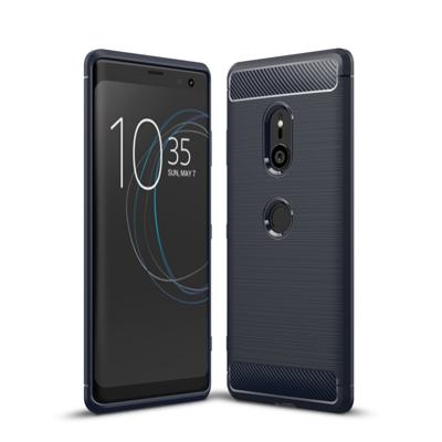 Geborsteld textuur Carbon Fiber schokbestendig TPU Case voor Sony Xperia XZ3 (marineblauw)