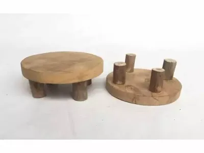 Plateau teak naturel Ø15x6 cm