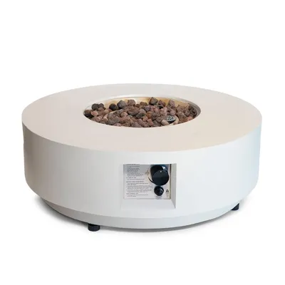 Landgoed Ronde 76 Oester Beige - Ronde Gashaard Tafel | Happy Cocooning | Vuurtafel met gasbrander | Beige